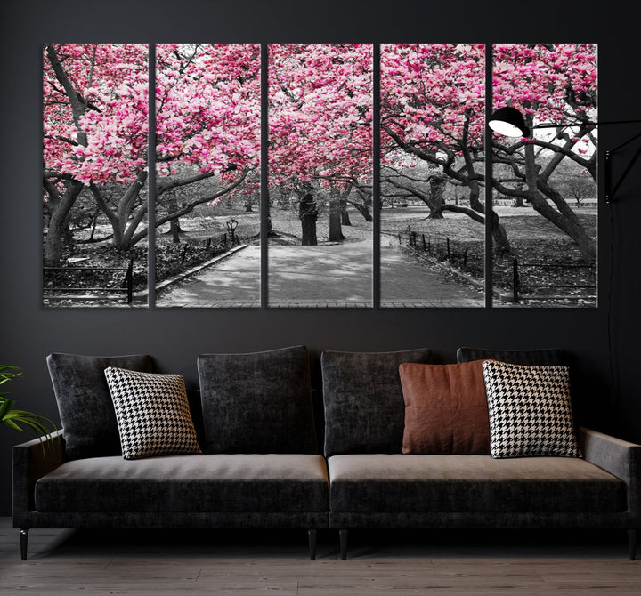 Extra Large Pink Trees Landscape Wall Art Canvas Print Office Decor