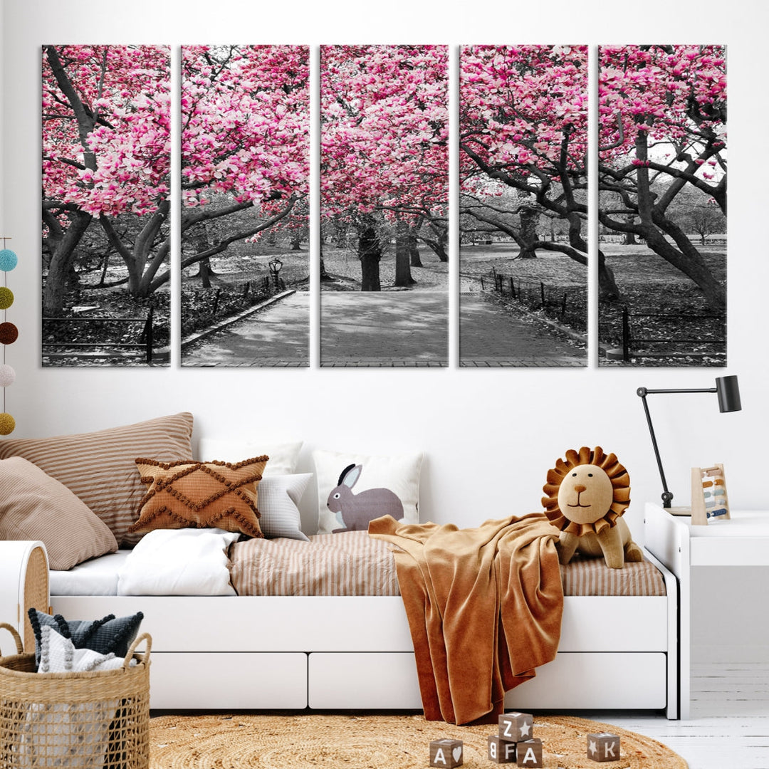 Extra Large Pink Trees Landscape Wall Art Canvas Print Office Decor