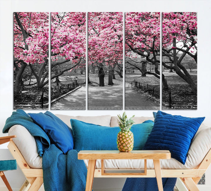 Extra Large Pink Trees Landscape Wall Art Canvas Print Office Decor