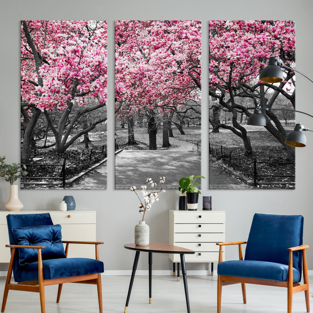 Extra Large Pink Trees Landscape Wall Art Canvas Print Office Decor