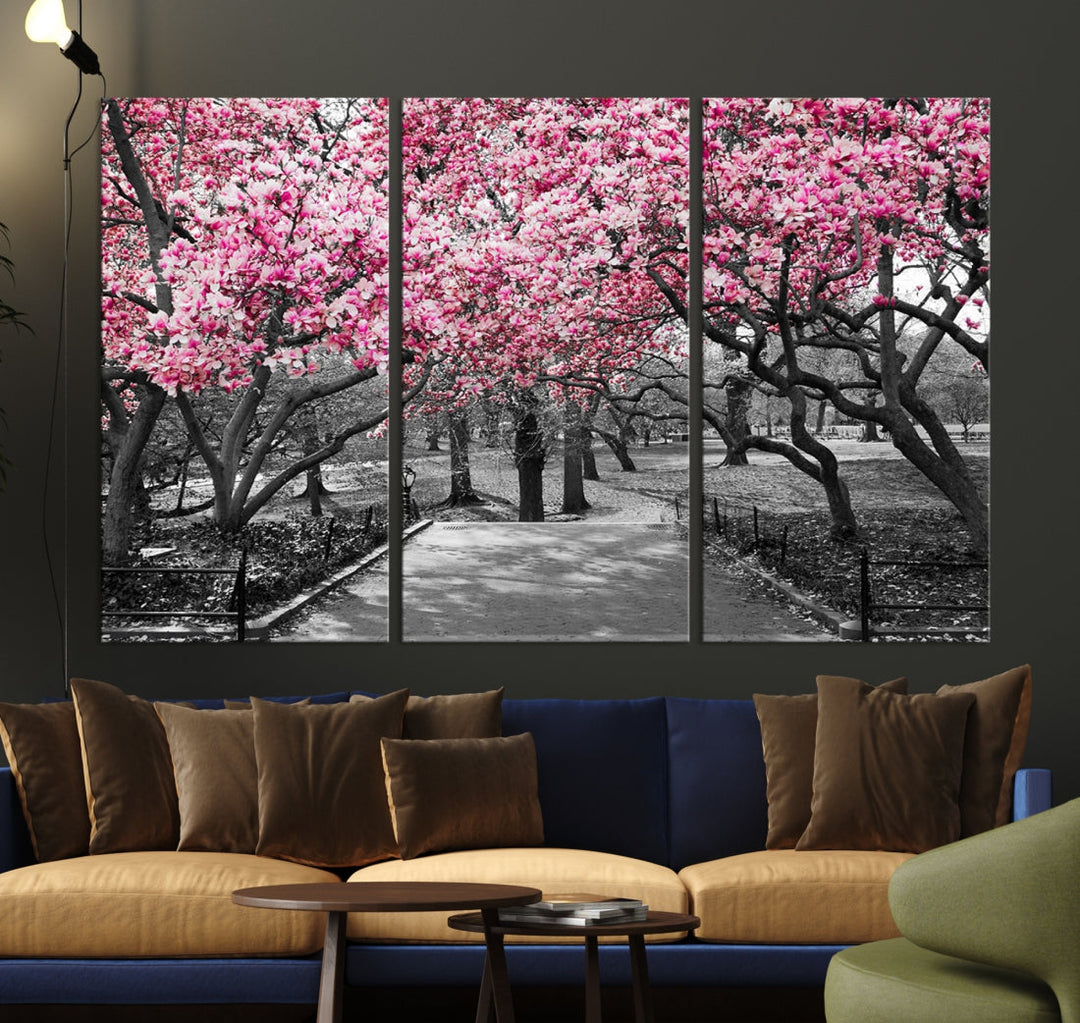 Extra Large Pink Trees Landscape Wall Art Canvas Print Office Decor