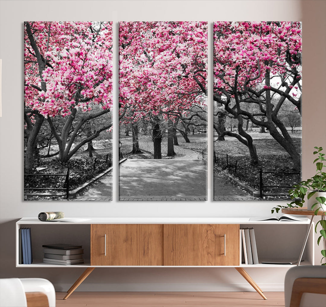 Extra Large Pink Trees Landscape Wall Art Canvas Print Office Decor