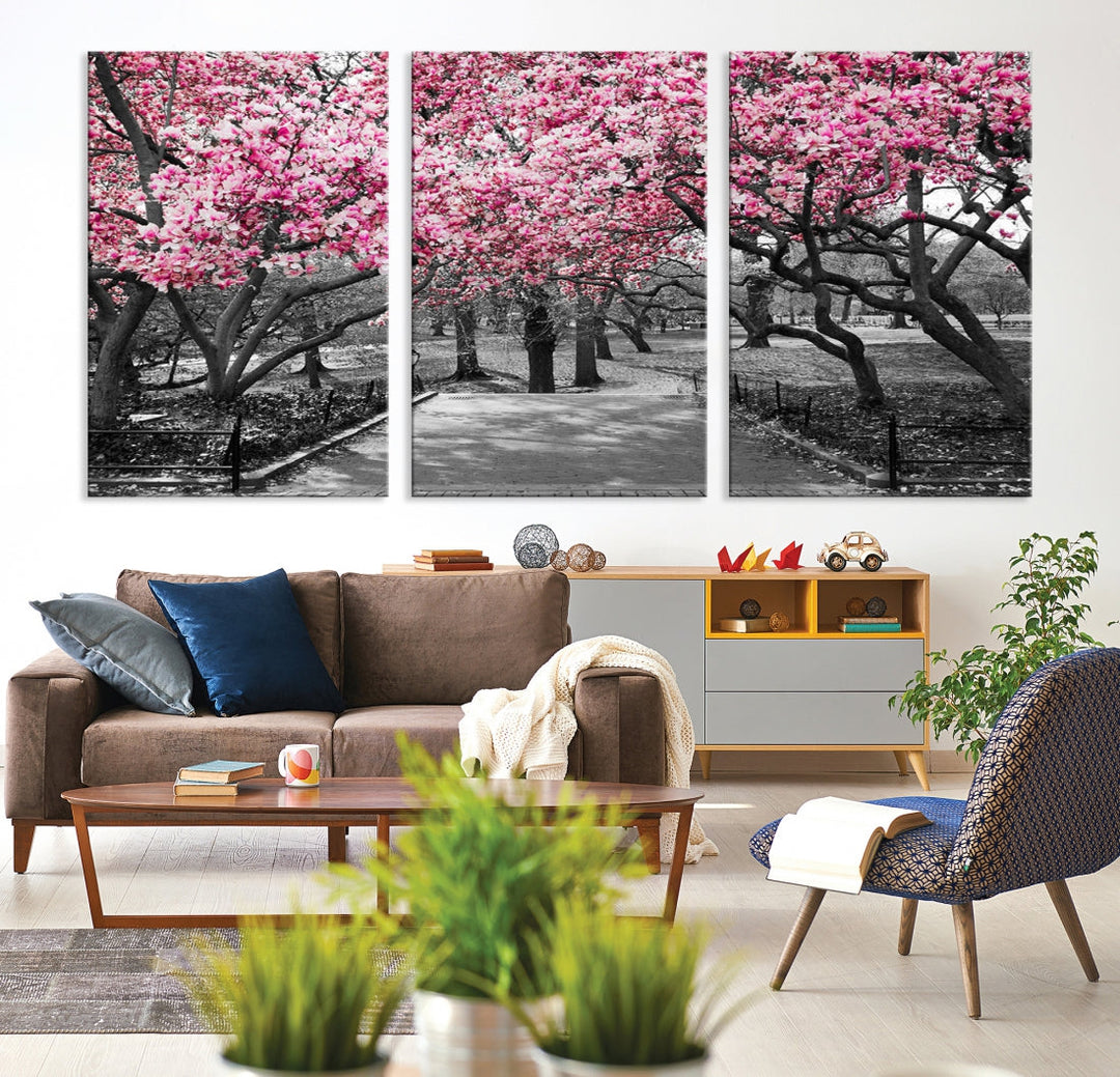 Extra Large Pink Trees Landscape Wall Art Canvas Print Office Decor