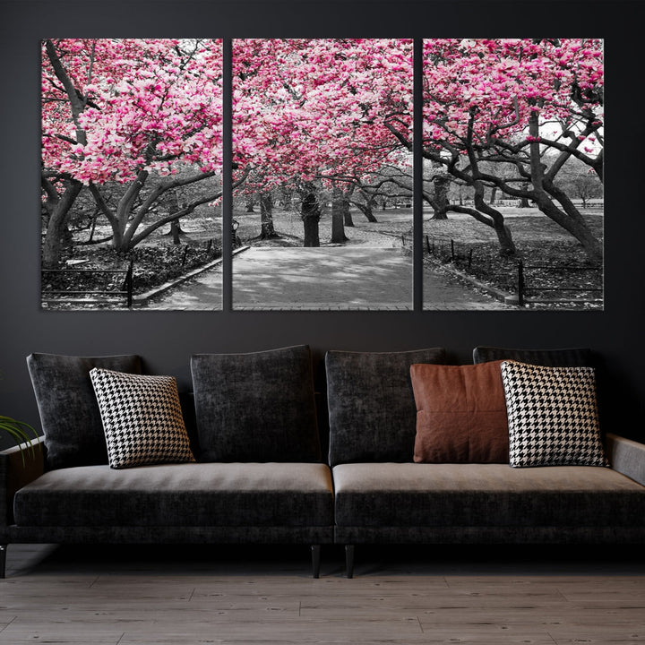 Extra Large Pink Trees Landscape Wall Art Canvas Print Office Decor