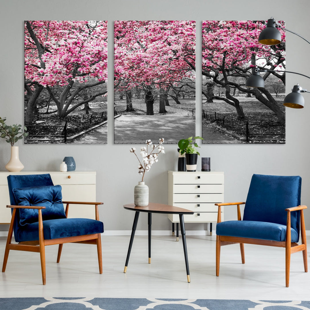 Extra Large Pink Trees Landscape Wall Art Canvas Print Office Decor