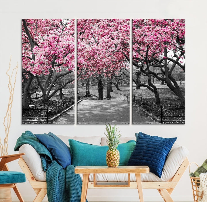 Extra Large Pink Trees Landscape Wall Art Canvas Print Office Decor