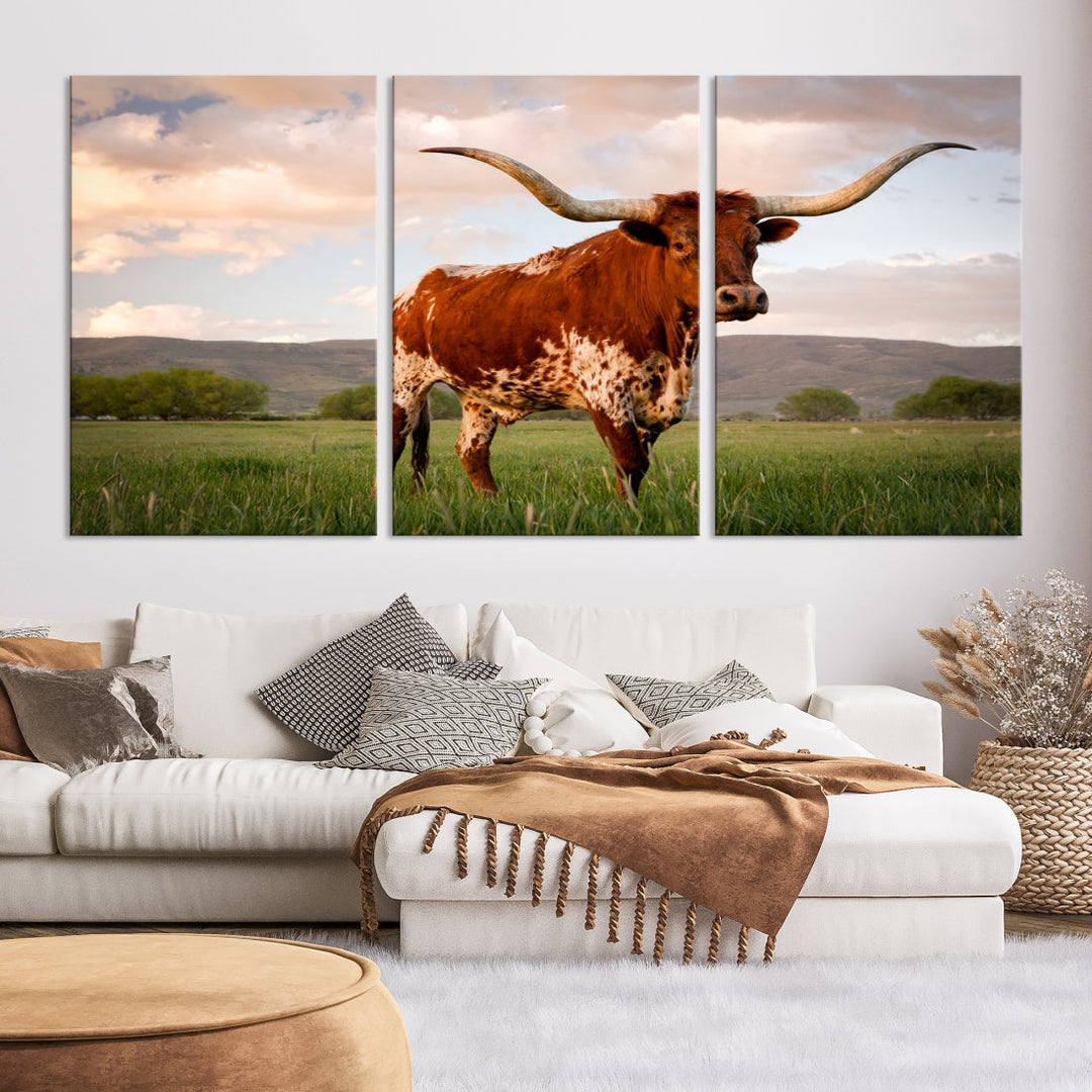 Extra Large Texas Cow Canvas Wall Art Print Animal Pictures Framed