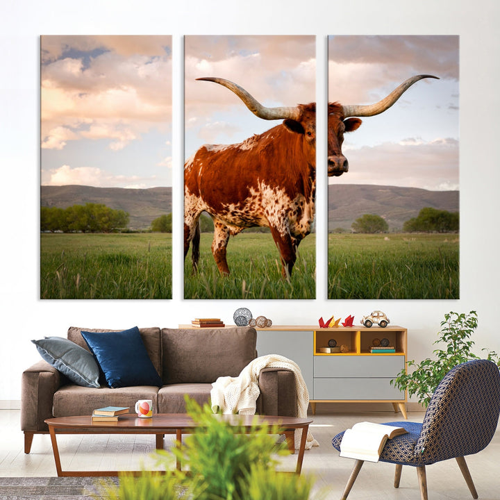 Extra Large Texas Cow Canvas Wall Art Print Animal Pictures Framed