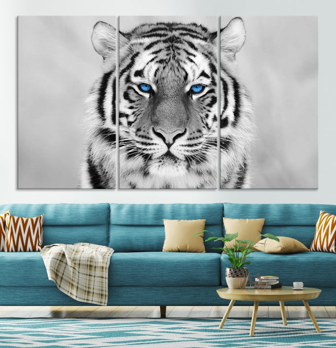 Extra Large Tiger Canvas Art Print Black White Animal Artwork for Wall