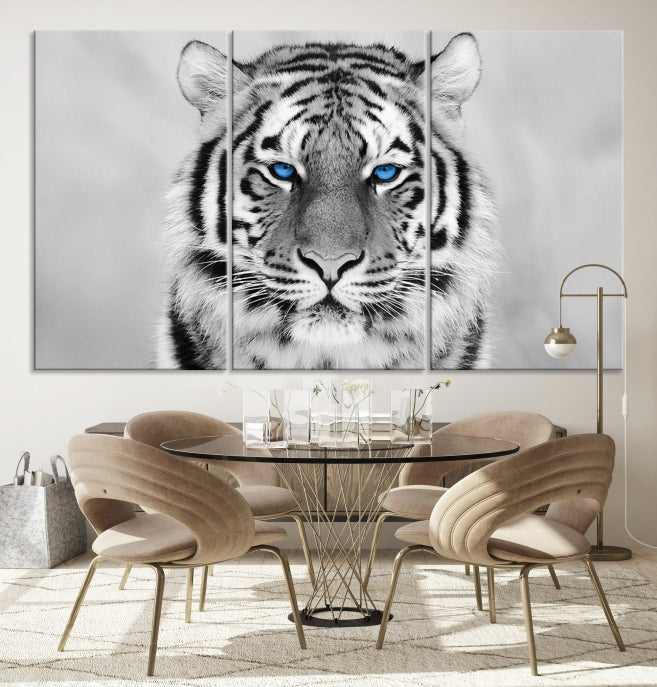 Extra Large Tiger Canvas Art Print Black White Animal Artwork for Wall