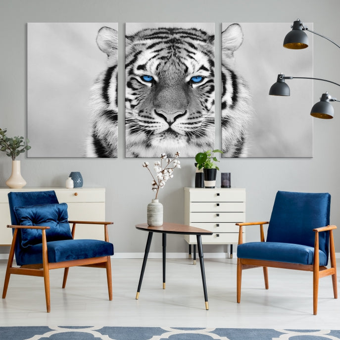 Extra Large Tiger Canvas Art Print Black White Animal Artwork for Wall