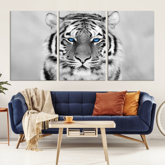 Extra Large Tiger Canvas Art Print Black White Animal Artwork for Wall