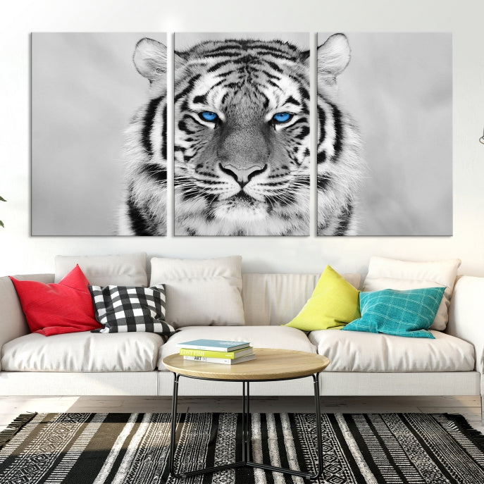 Extra Large Tiger Canvas Art Print Black White Animal Artwork for Wall