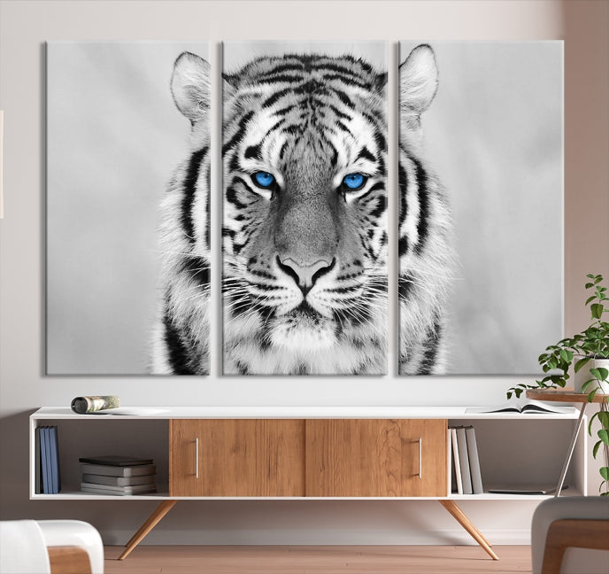 Extra Large Tiger Canvas Art Print Black White Animal Artwork for Wall