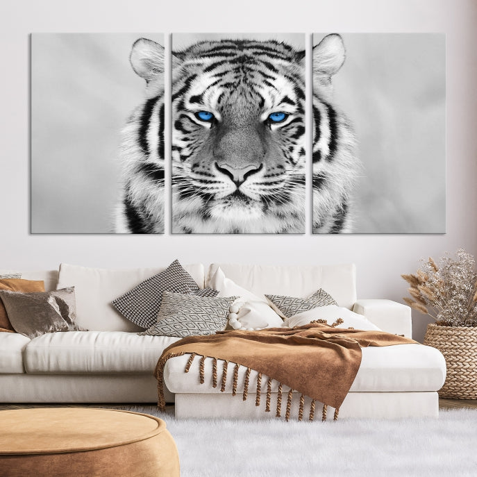 Extra Large Tiger Canvas Art Print Black White Animal Artwork for Wall