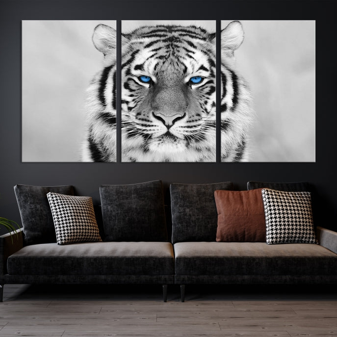 Extra Large Tiger Canvas Art Print Black White Animal Artwork for Wall