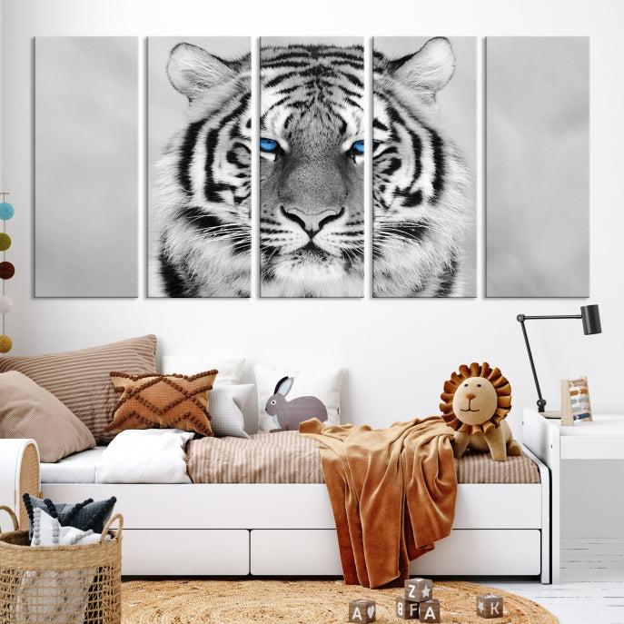 Extra Large Tiger Canvas Art Print Black White Animal Artwork for Wall