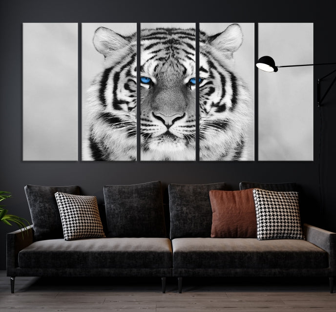 Extra Large Tiger Canvas Art Print Black White Animal Artwork for Wall