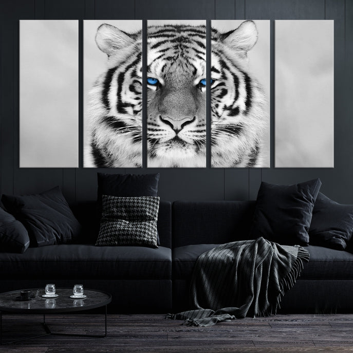 Extra Large Tiger Canvas Art Print Black White Animal Artwork for Wall