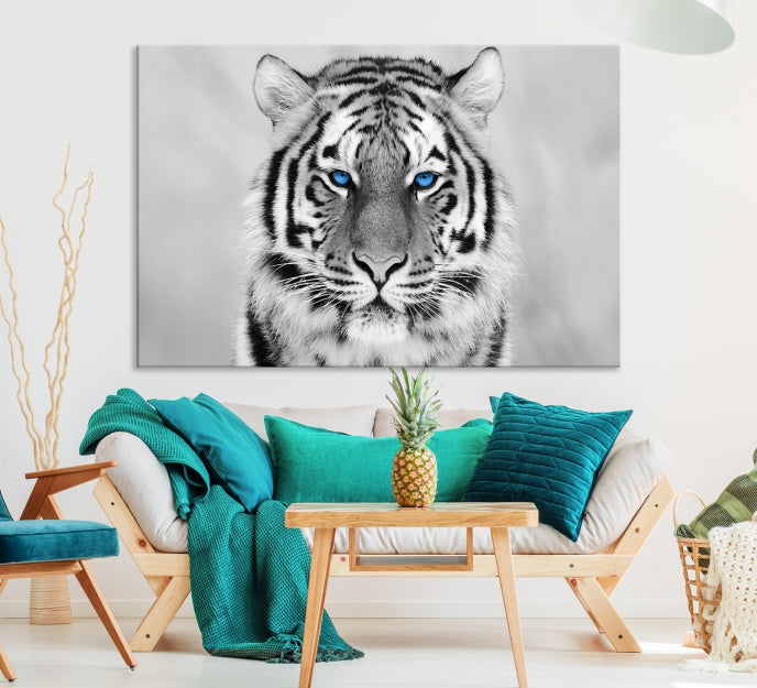 Extra Large Tiger Canvas Art Print Black White Animal Artwork for Wall