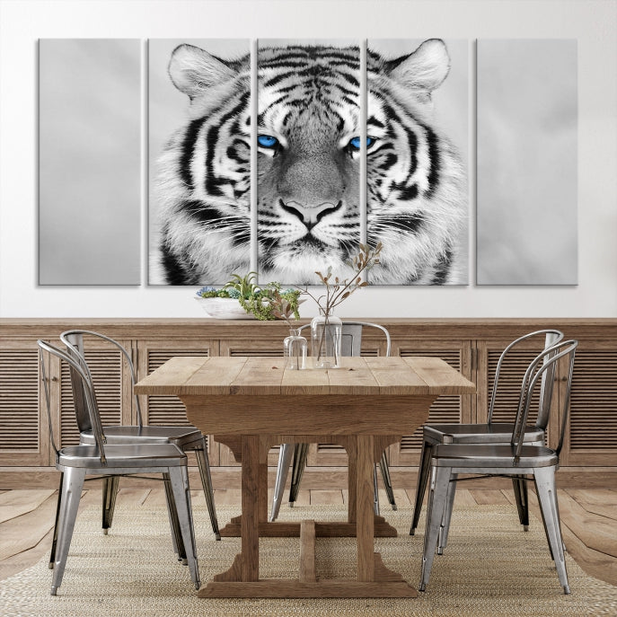 Extra Large Tiger Canvas Art Print Black White Animal Artwork for Wall