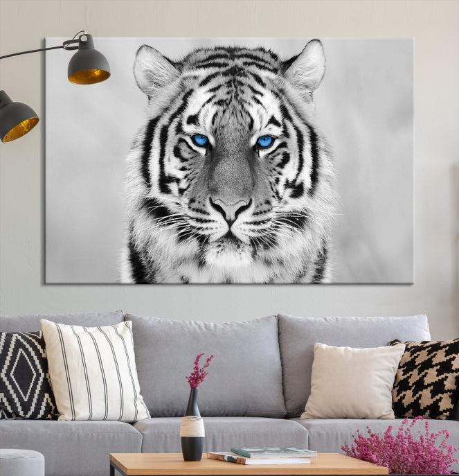 Extra Large Tiger Canvas Art Print Black White Animal Artwork for Wall