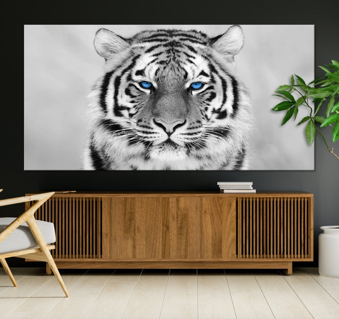 Extra Large Tiger Canvas Art Print Black White Animal Artwork for Wall