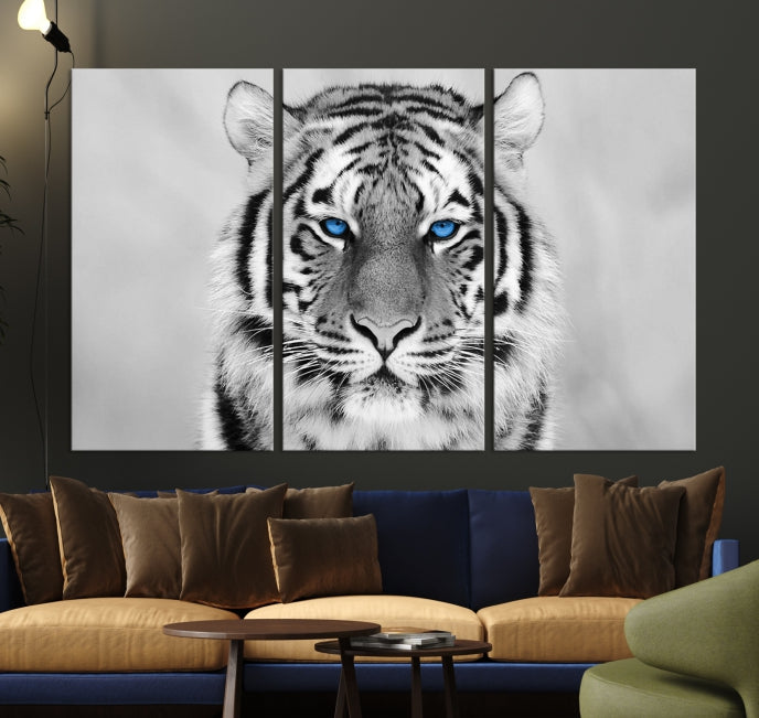 Extra Large Tiger Canvas Art Print Black White Animal Artwork for Wall