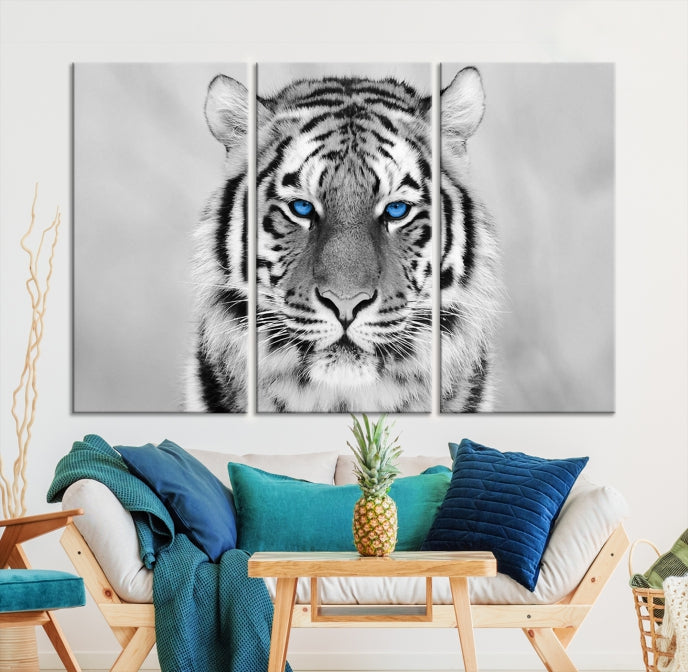 Extra Large Tiger Canvas Art Print Black White Animal Artwork for Wall