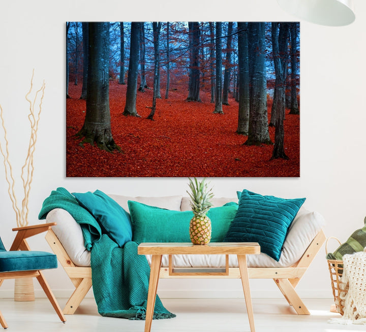 Extra Large Wall Art Autumn Forest Landscape Canvas Art Print