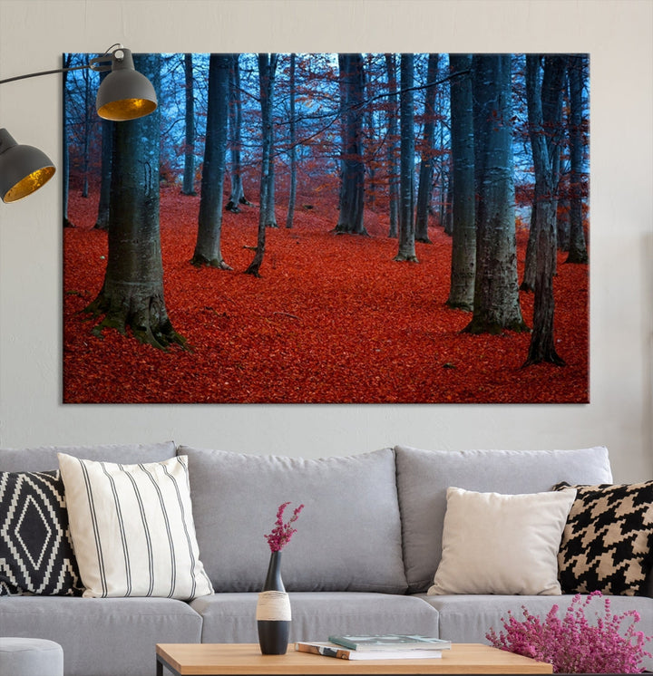 Extra Large Wall Art Autumn Forest Landscape Canvas Art Print