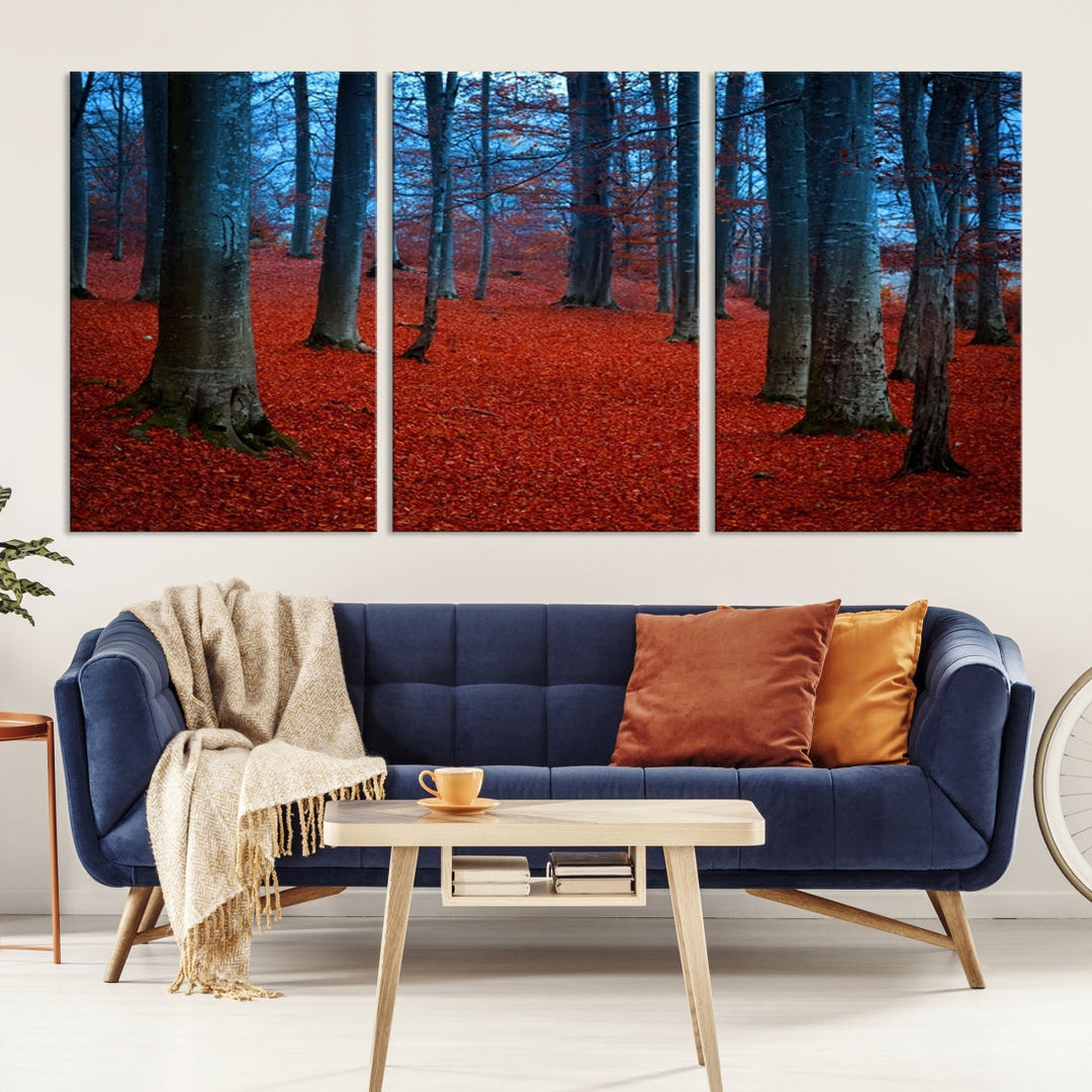 Extra Large Wall Art Autumn Forest Landscape Canvas Art Print