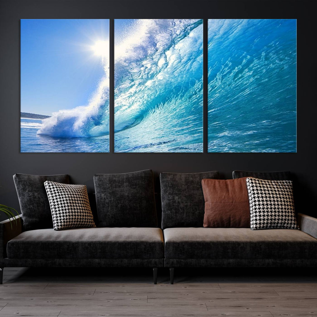 Extra Large Wall Art Canvas Amazing Shiny Big Wave Inside