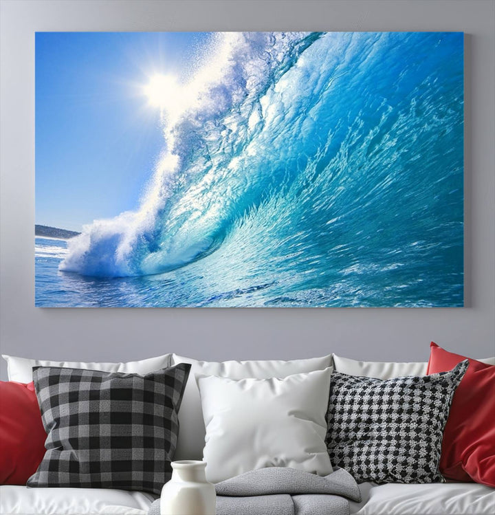 Extra Large Wall Art Canvas Amazing Shiny Big Wave Inside