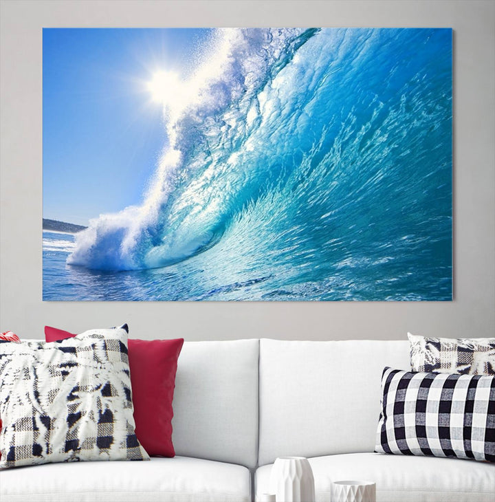 Extra Large Wall Art Canvas Amazing Shiny Big Wave Inside