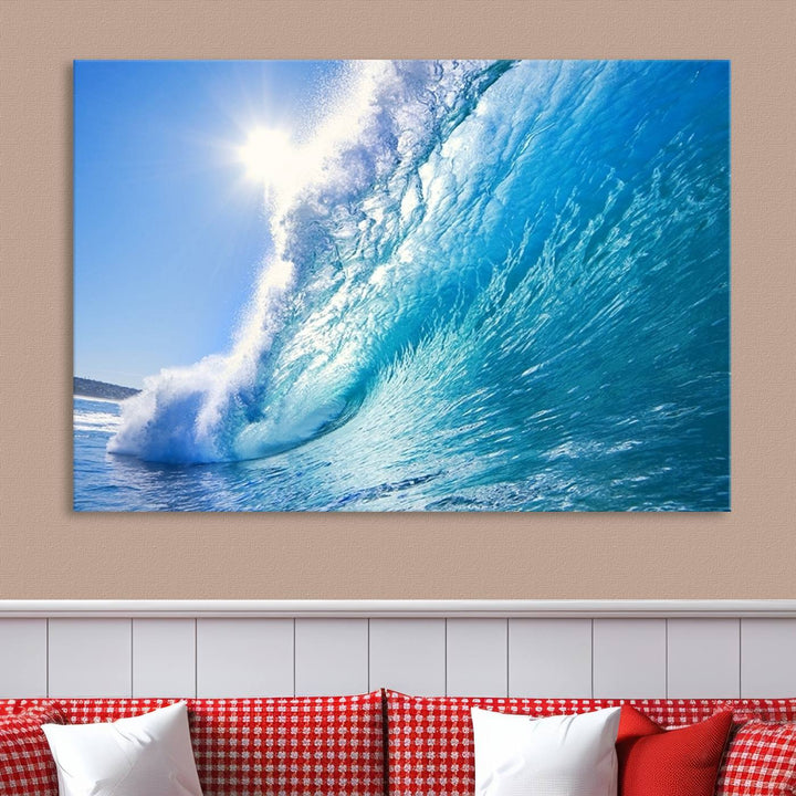 Extra Large Wall Art Canvas Amazing Shiny Big Wave Inside