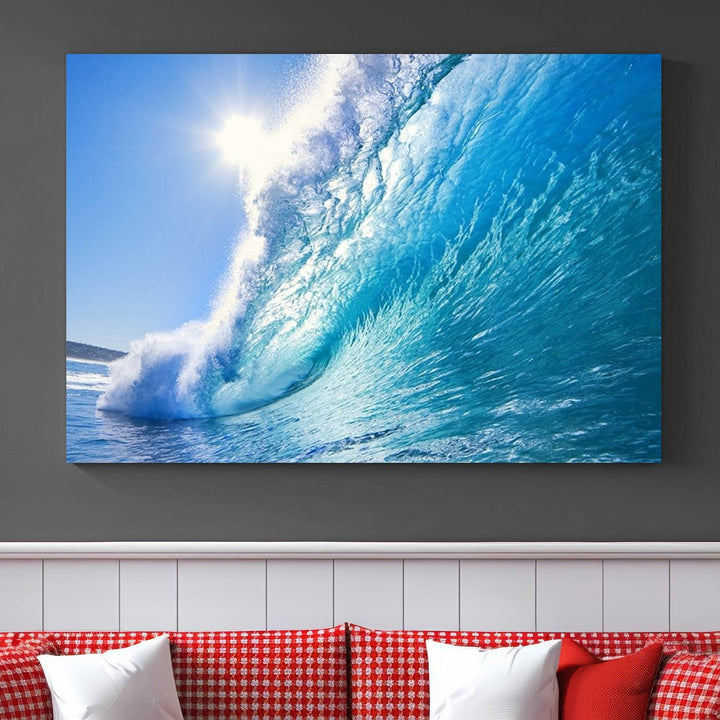 Extra Large Wall Art Canvas Amazing Shiny Big Wave Inside