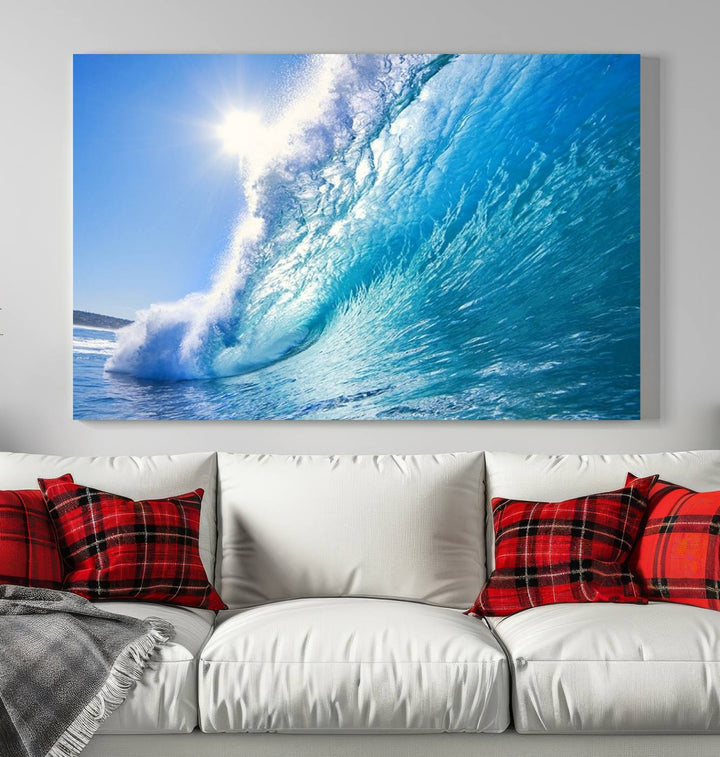 Extra Large Wall Art Canvas Amazing Shiny Big Wave Inside