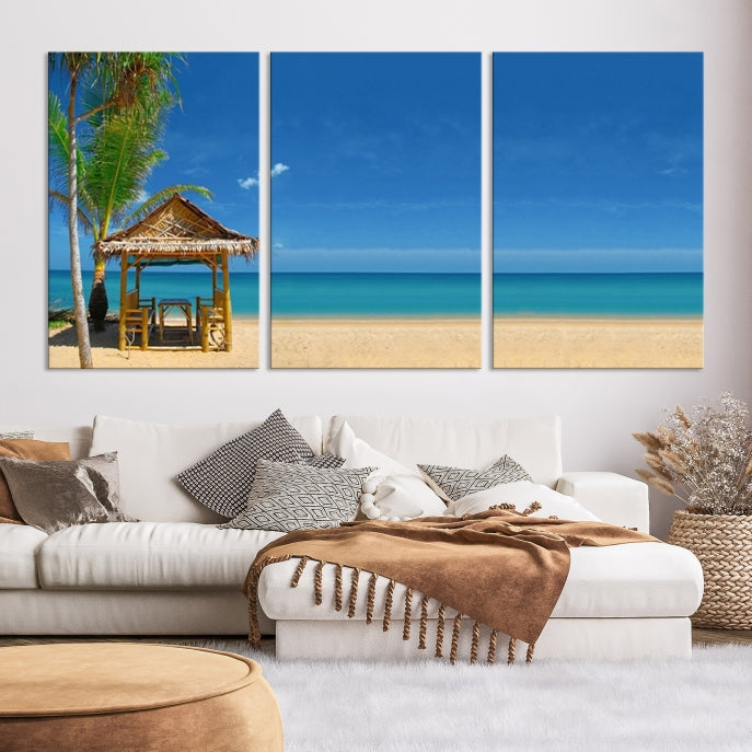 Extra Large Wall Art Canvas Print -Tropical Umbrella on Beach