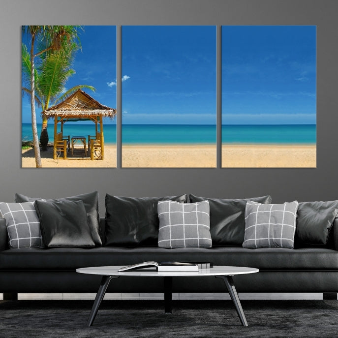 Extra Large Wall Art Canvas Print -Tropical Umbrella on Beach