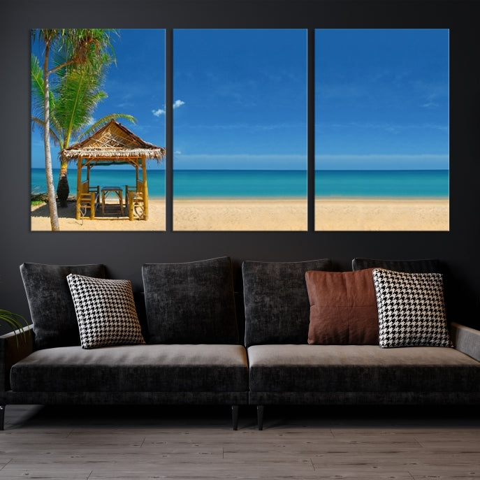 Extra Large Wall Art Canvas Print -Tropical Umbrella on Beach