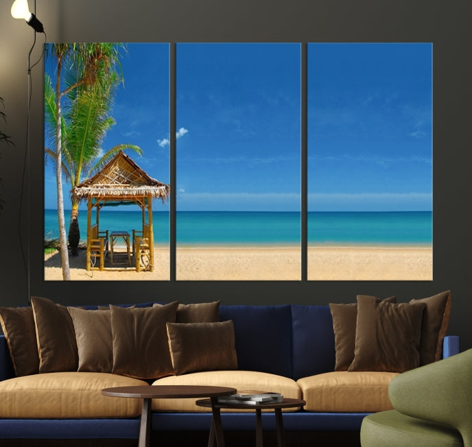 Extra Large Wall Art Canvas Print -Tropical Umbrella on Beach