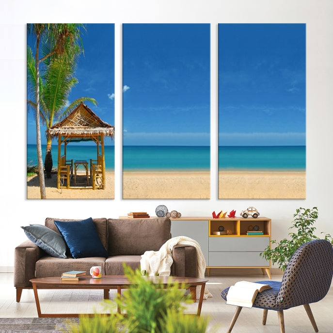 Extra Large Wall Art Canvas Print -Tropical Umbrella on Beach