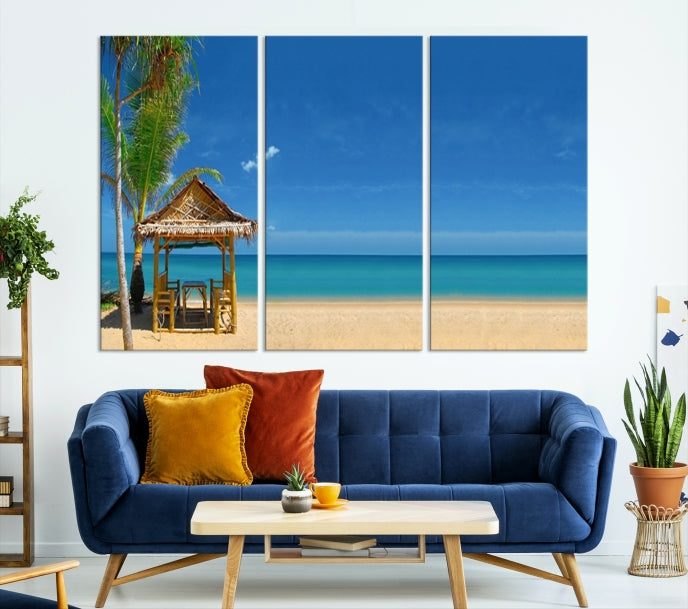 Extra Large Wall Art Canvas Print -Tropical Umbrella on Beach