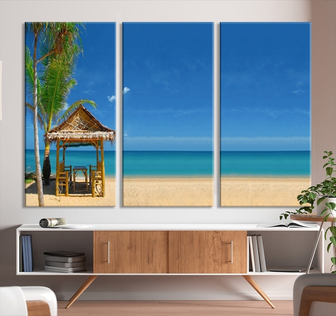 Extra Large Wall Art Canvas Print -Tropical Umbrella on Beach