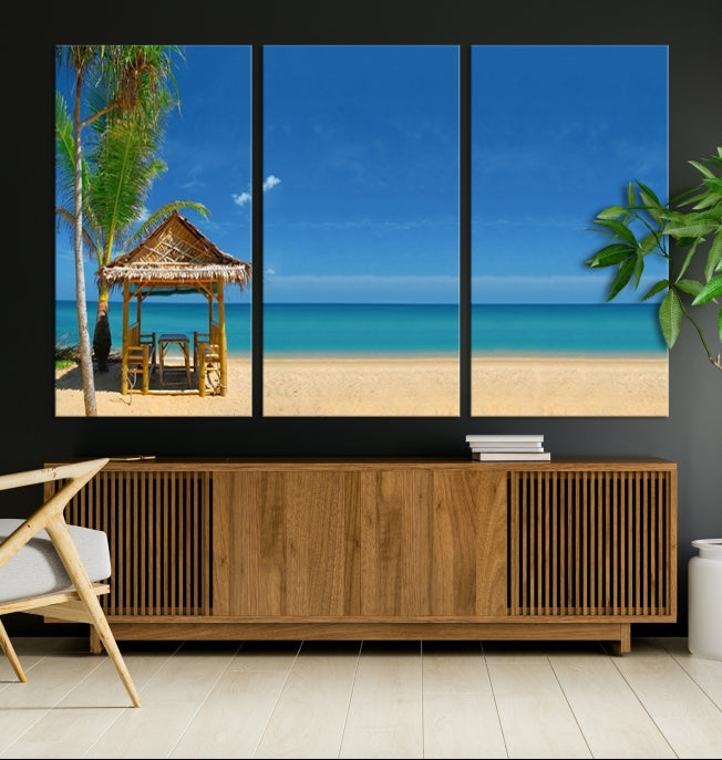 Extra Large Wall Art Canvas Print -Tropical Umbrella on Beach