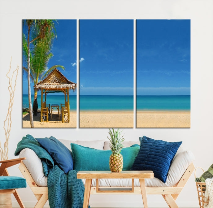 Extra Large Wall Art Canvas Print -Tropical Umbrella on Beach