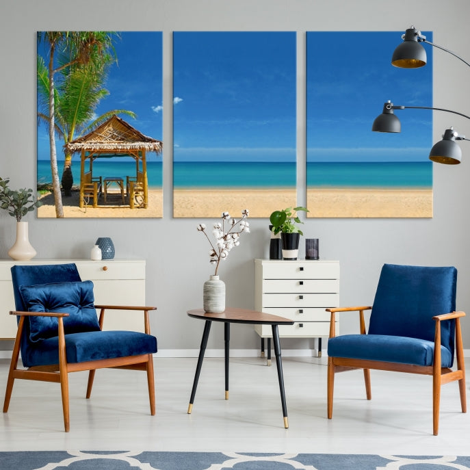 Extra Large Wall Art Canvas Print -Tropical Umbrella on Beach