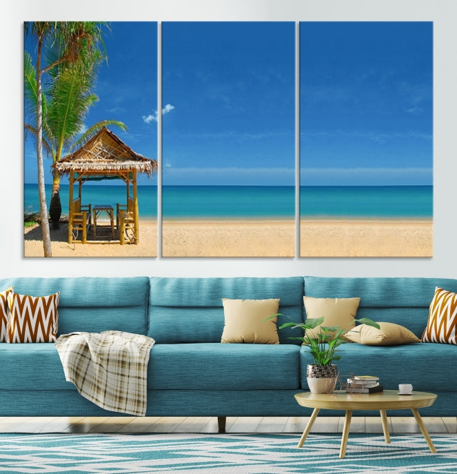 Extra Large Wall Art Canvas Print -Tropical Umbrella on Beach