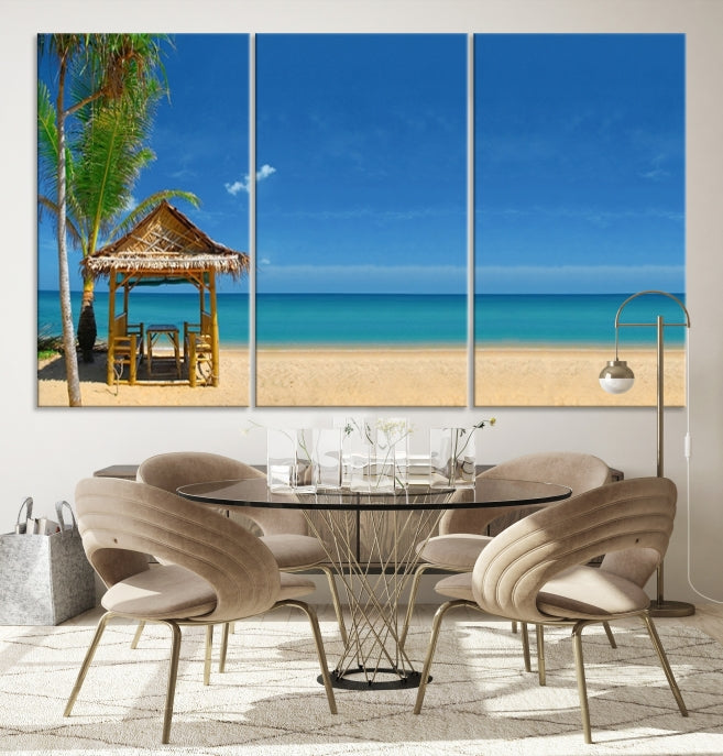 Extra Large Wall Art Canvas Print -Tropical Umbrella on Beach